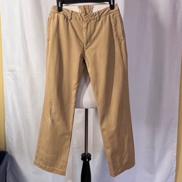 Designer 45R by Global Japanese Denim - Mid-weight Khaki Trouser Pant - sz 27 - Picture 1 of 7